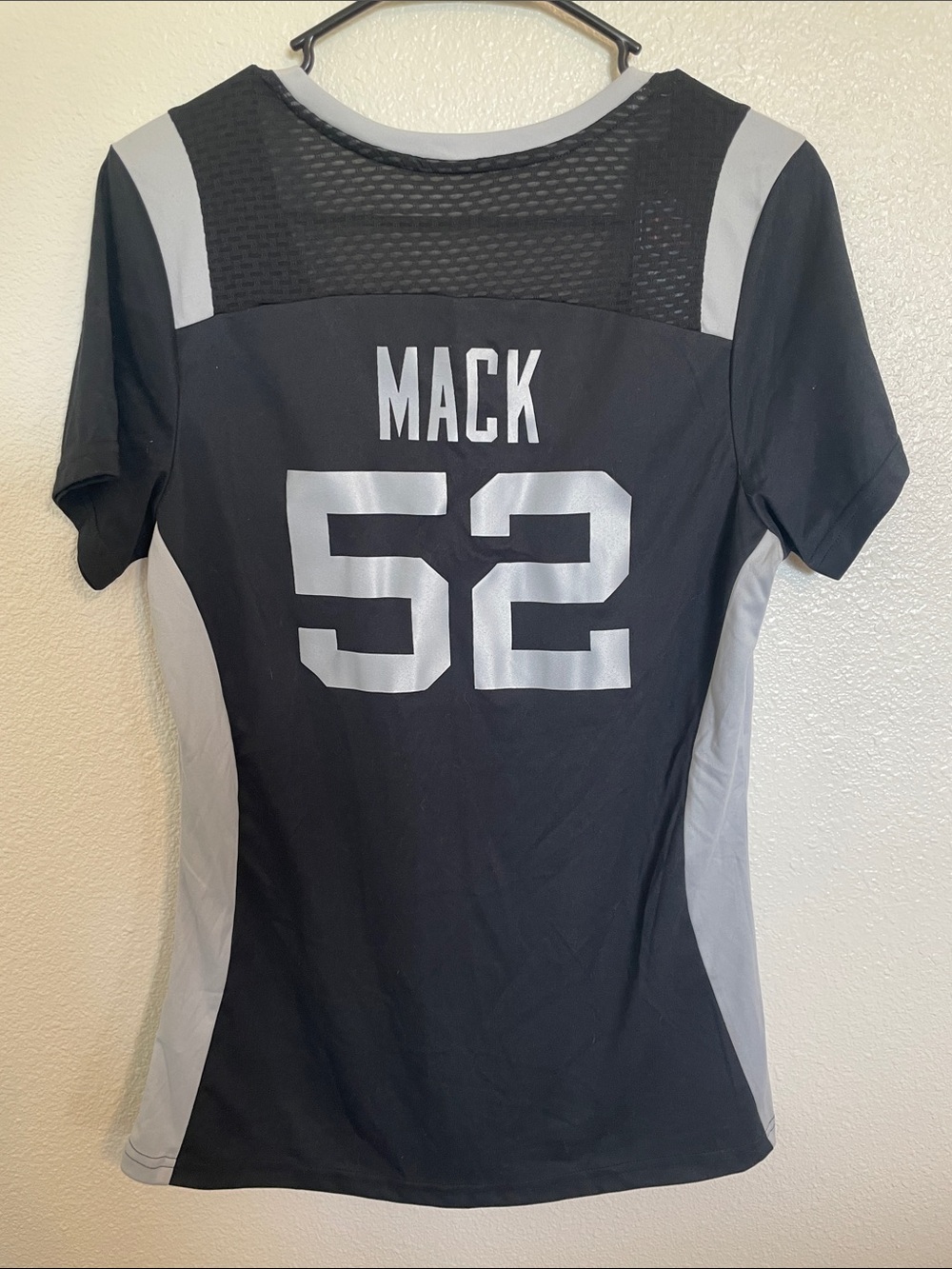Majestic Raiders Black and Gray Women's V-Neck Jersey Top - Picture 3 of 4